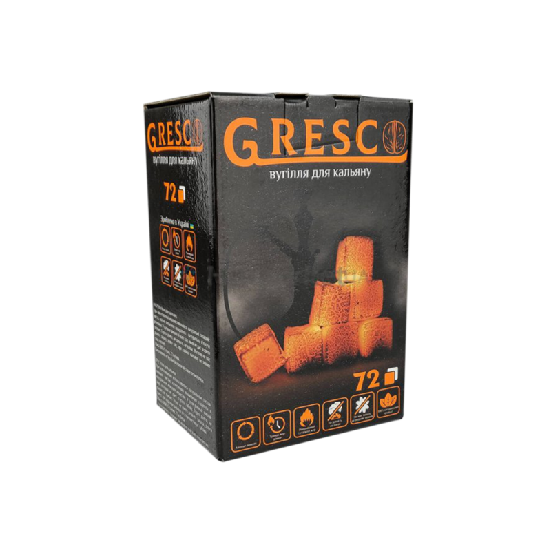 Ореховый уголь для кальяна Gresco (1 кг, 72 шт, р25)