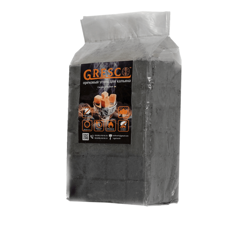 Ореховый уголь для кальяна Gresco (1 кг, 72 шт, р25, без коробки)