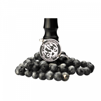 Персональный мундштук Personalka Stone с бусами из натурального камня (чёрный, серый)