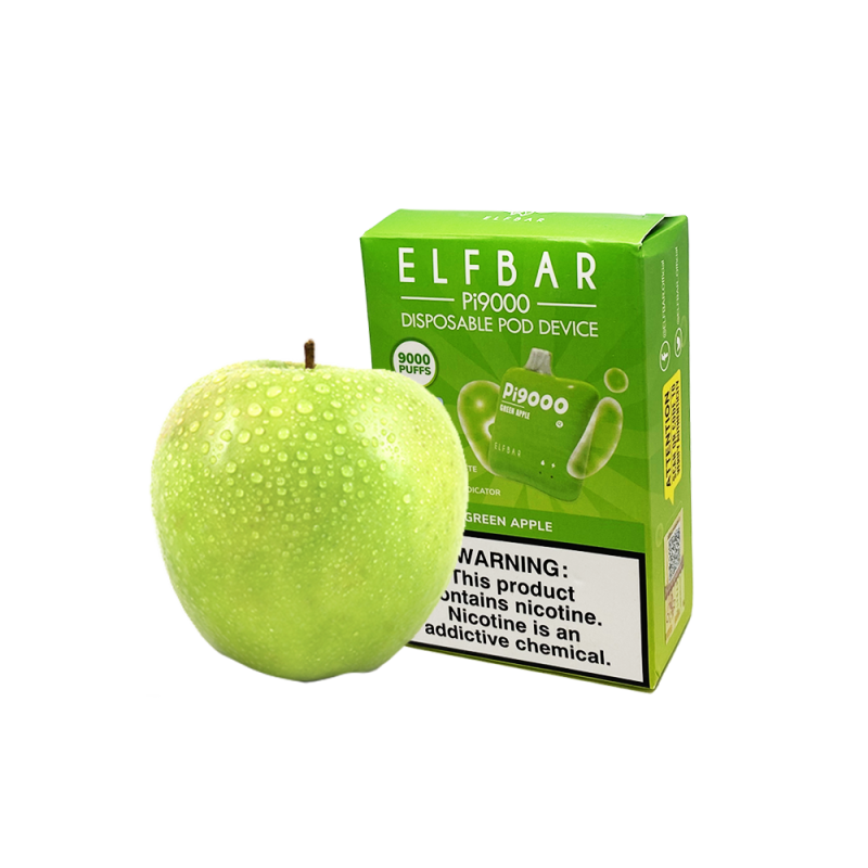 Elf Bar Pi9000 Green Apple (Зеленое яблоко) Одноразовый POD