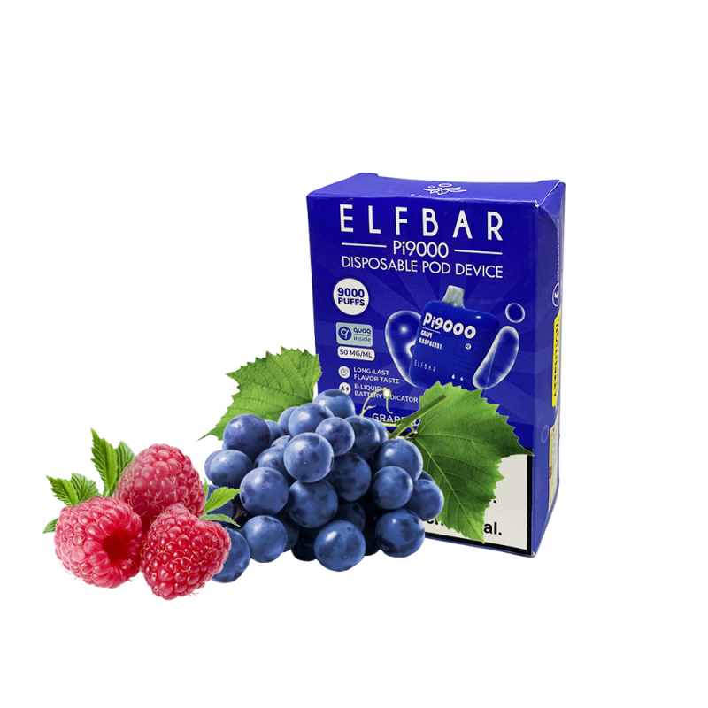 Elf Bar Pi9000 Grape raspberry (Виноград Малина) Одноразовый POD