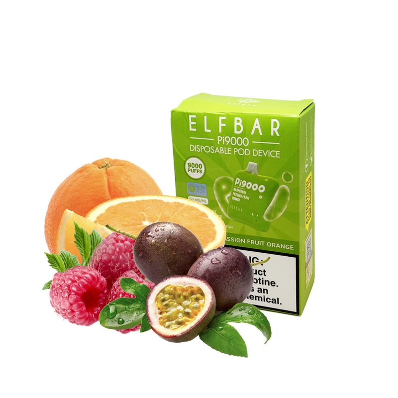 Elf Bar Pi9000 Raspberry passion fruit orange (Малина Маракуйя Апельсин) Одноразовый POD