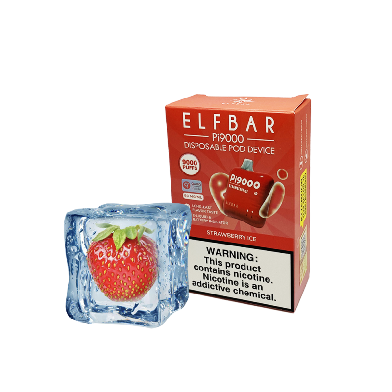 Elf Bar Pi9000 Strawberry ice (Клубника Лёд) Одноразовый POD