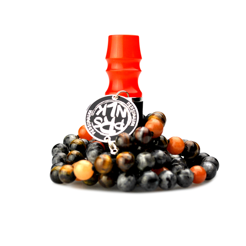 Персональный мундштук Personalka Stone с бусами из натурального камня (Оранжевый)