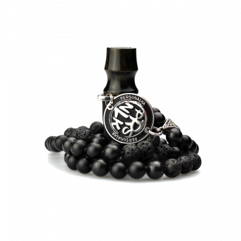 Персональный мундштук Personalka Stone с бусами из натурального камня v2 (Чёрный, Золото)