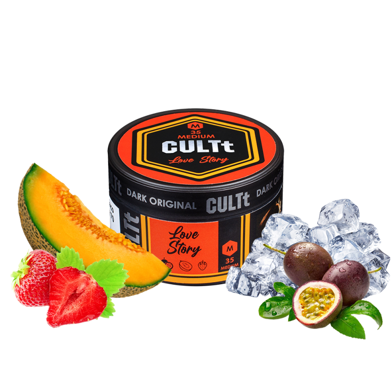 Табак CULTt Medium M35 Love Story (Маракуя Медовая Дыня Клубника Лёд, 100 г)