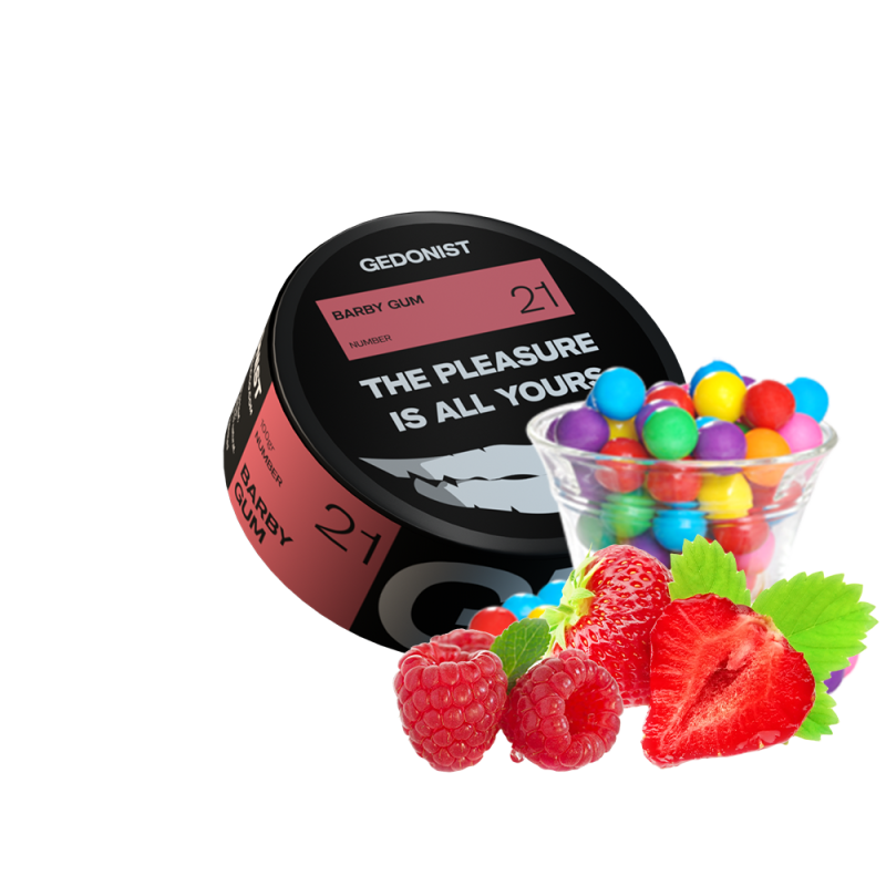 Табак Gedonist №21 Barby Gum (Клубнично-малиновая жвачка, 100 г)