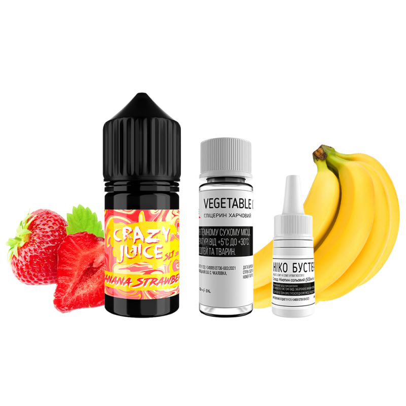 Набор для самозамеса Crazy Juice Banana Straw (Банан Клубника, 50 мг, 30 мл)