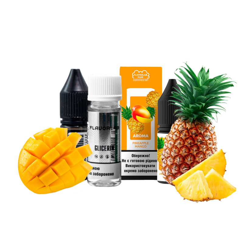 Набор для самозамеса Flavorlab Puff Mango pineapple (Манго ананас, 50 мг, 10 мл)