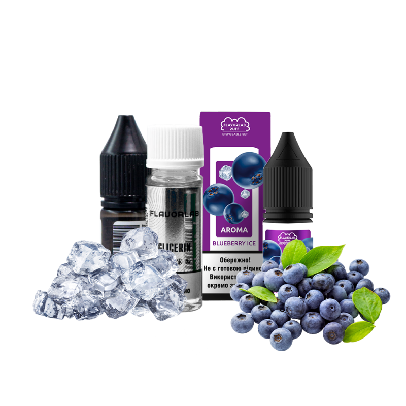Набор для самозамеса Flavorlab Puff Blueberry ice (Черника Лёд, 50 мг, 10 мл)