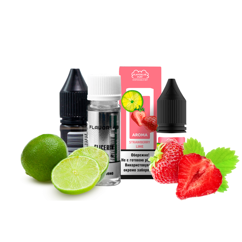 Набор для самозамеса Flavorlab Puff Strawberry lime (Клубника лайм, 50 мг, 10 мл)