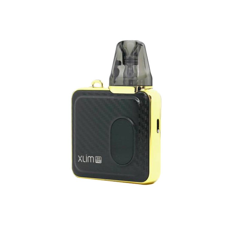 OXVA Xlim SQ Pro Kit 1200 Gold Carbon (Чёрно-золотистый, с картриджем) Многоразовый POD