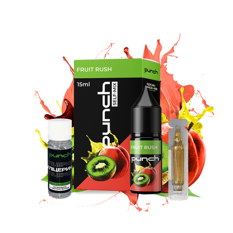 Набор для самозамеса Punch Fruit rush (Киви Лимон Персик, 50 мг, 15 мл)