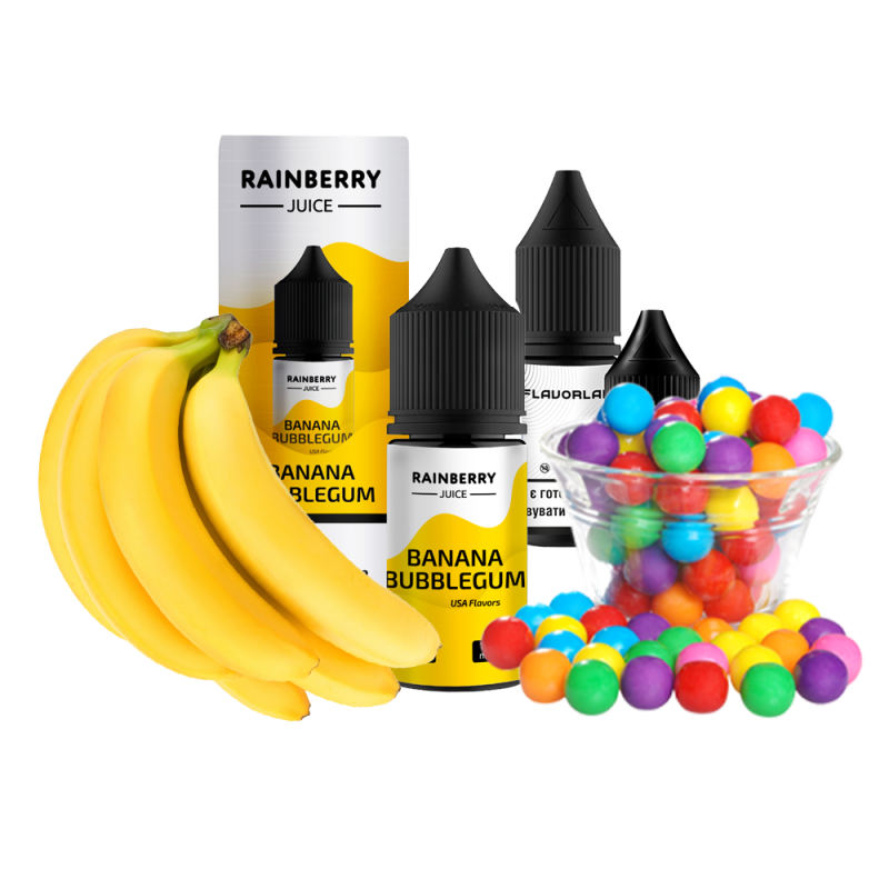 Набор для самозамеса Flavorlab Rainberry Juice Banana Bubblegum (Банановая Жвачка, 65 мг, 30 мл)