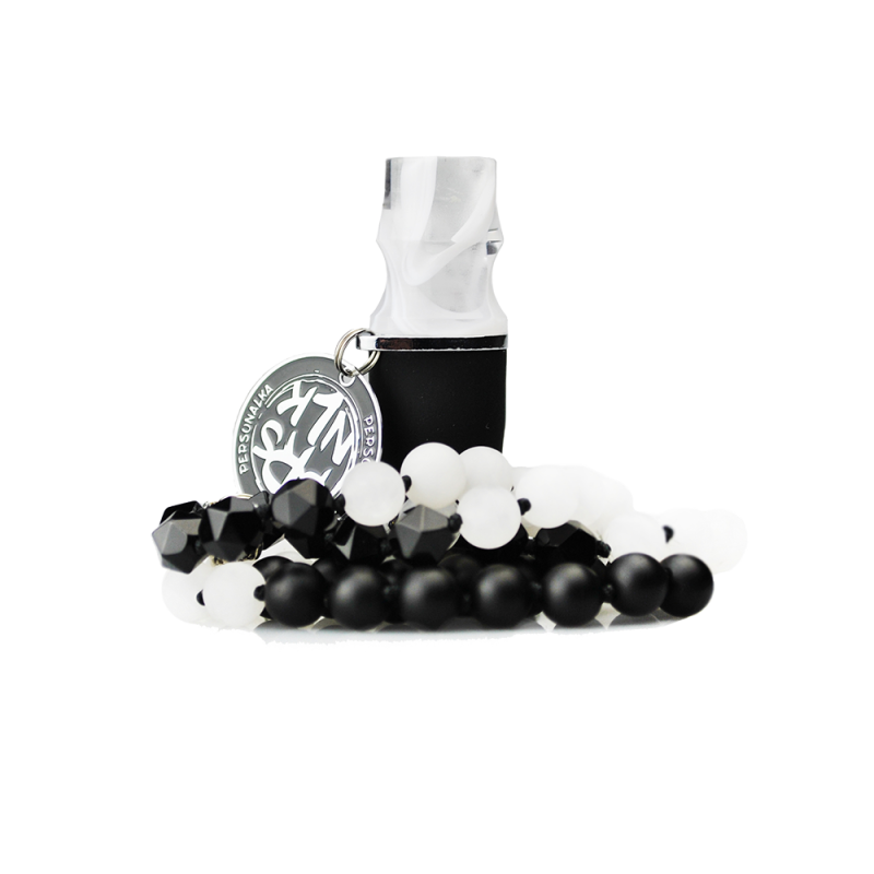 Персональный мундштук Personalka Stone с бусами из натурального камня (Белый, Чёрный)