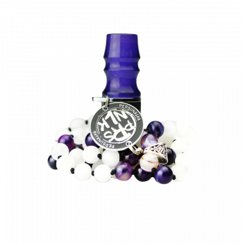 Персональный мундштук Personalka Stone с бусами из натурального камня (Белый, Фиолетовый)