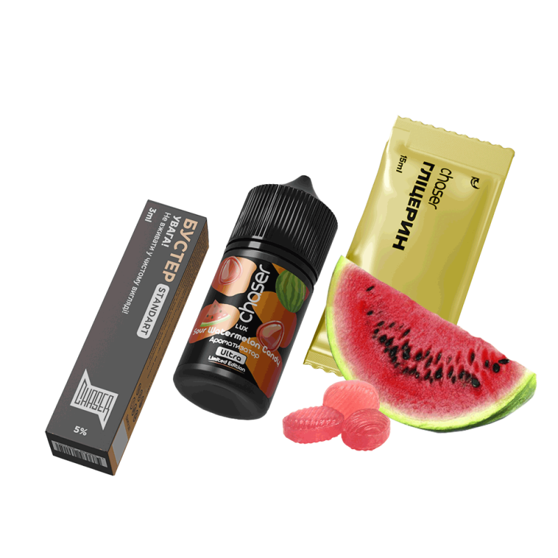 Набор для самозамеса Chaser Lux Sour Watermelon Candy (Кислая Арбузная Конфета, 50 мг, 30 мл)