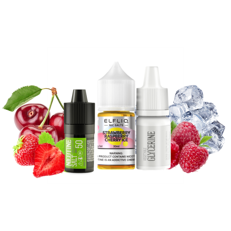 Набор для самозамеса Elfliq Strawberry Raspberry Cherry Ice (Клубника Малина Вишня Лёд, 50 мг, 30 мл)
