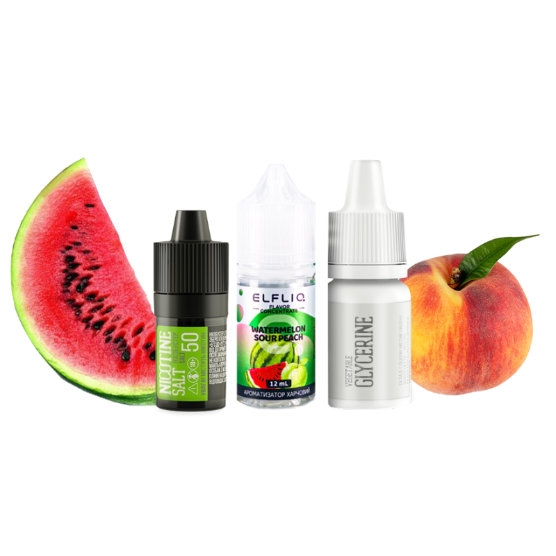 Набор для самозамеса Elfliq Watermelon Sour Peach (Арбуз Кислый Персик, 50 мг, 30 мл)