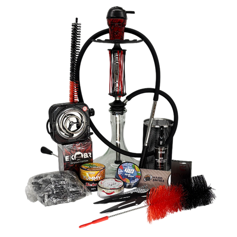 Набор Trumpet Hookah Rider Black Red - кальян, аксессуары, табак