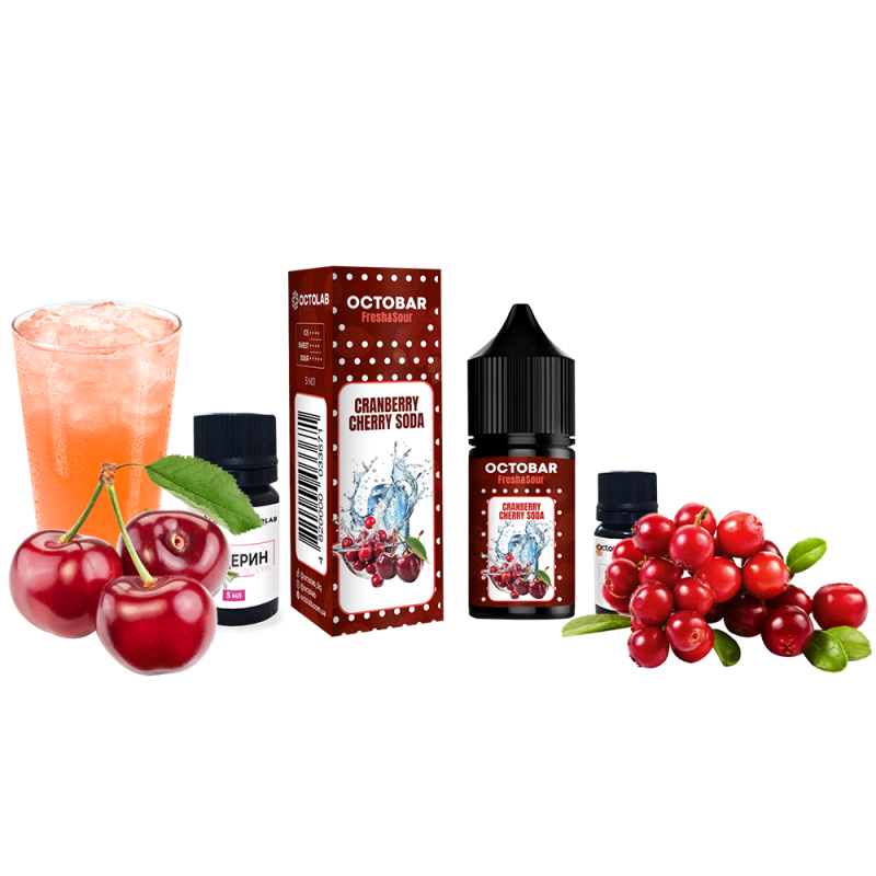 Набор для самозамеса Octobar Fresh & Sour Cranberry Cherry Soda (Клюква Вишня Сода, 50 мг, 10 мл)
