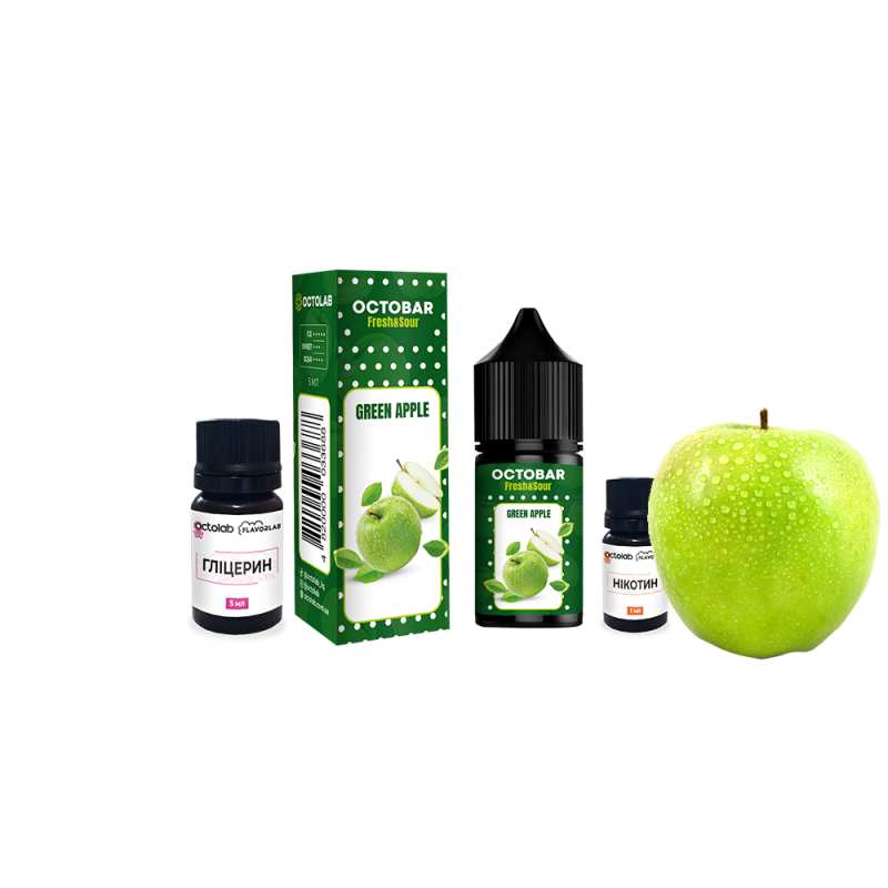 Набор для самозамеса Octobar Fresh & Sour Green Apple (Зелёное Яблоко, 50 мг, 10 мл)