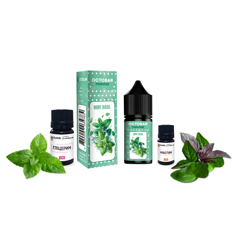 Набор для самозамеса Octobar Fresh & Sour Mint Basil (Мята Базилик, 50 мг, 10 мл)
