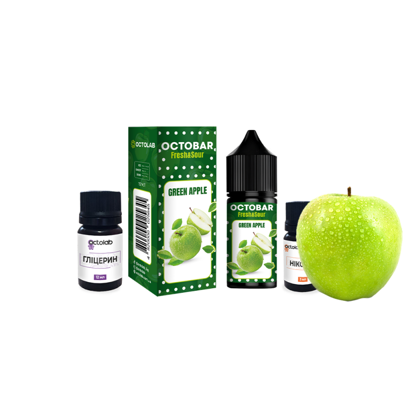 Набор для самозамеса Octobar Fresh & Sour Green Apple (Зелёное Яблоко, 50 мг, 30 мл)