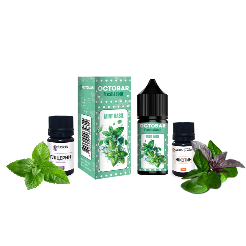 Набор для самозамеса Octobar Fresh & Sour Mint Basil (Мята Базилик, 50 мг, 30 мл)