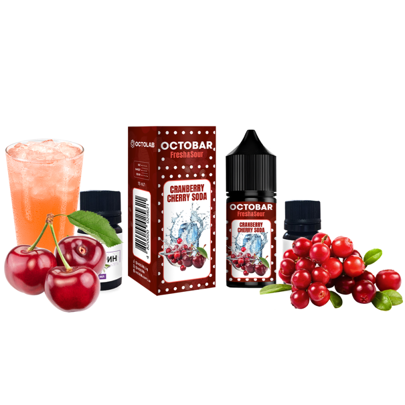 Набор для самозамеса Octobar Fresh & Sour HARD Cranberry Cherry Soda (Клюква Вишня Сода, 65 мг, 30 мл)