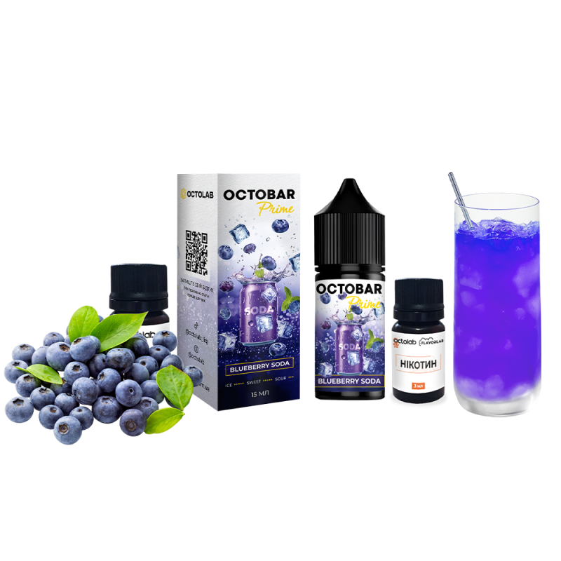 Набор для самозамеса Octobar Prime Blueberry Soda (Черничная Сода, 50 мг, 30 мл)