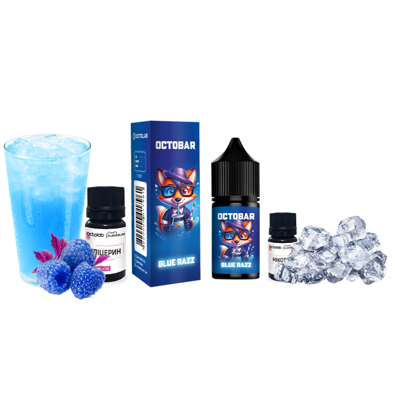 Набор для самозамеса Octobar NFT Blue Razz (Блю Разз, 50 мг, 10 мл)