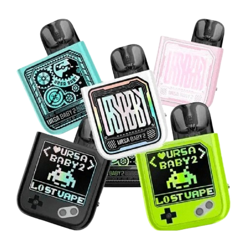 Lost Vape Ursa Baby 2 900 Tech Black x Fancy Maze (Чёрный с зелёным, с картриджем) Многоразовый POD